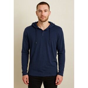 Michael Kors Mens Hoodie Long Sleeve Button Heather Knit Pullover Casual XL‎